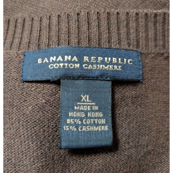 Banana Republic Size XL Cotton Cashmere Argyle Sweater Brown Preppy Classic - Picture 6 of 10
